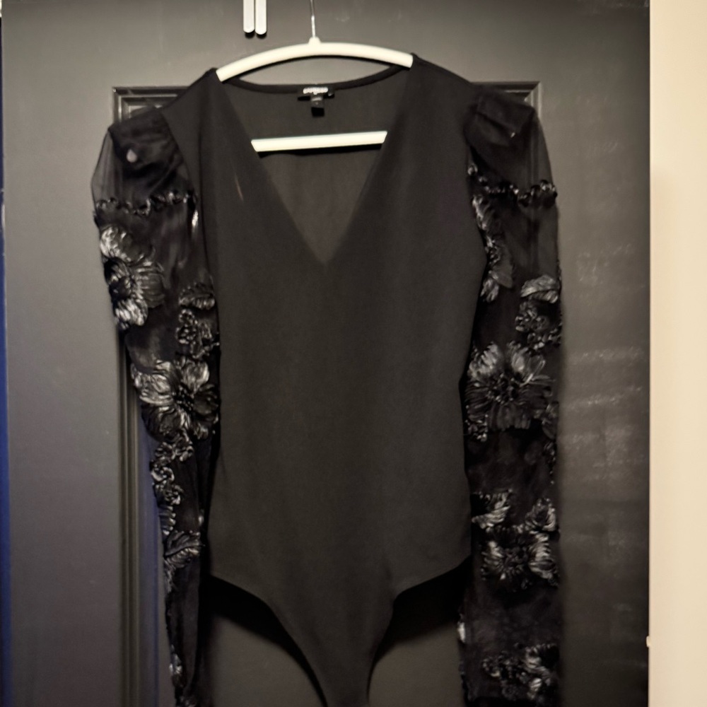 Express embellished sleeve bodysuit